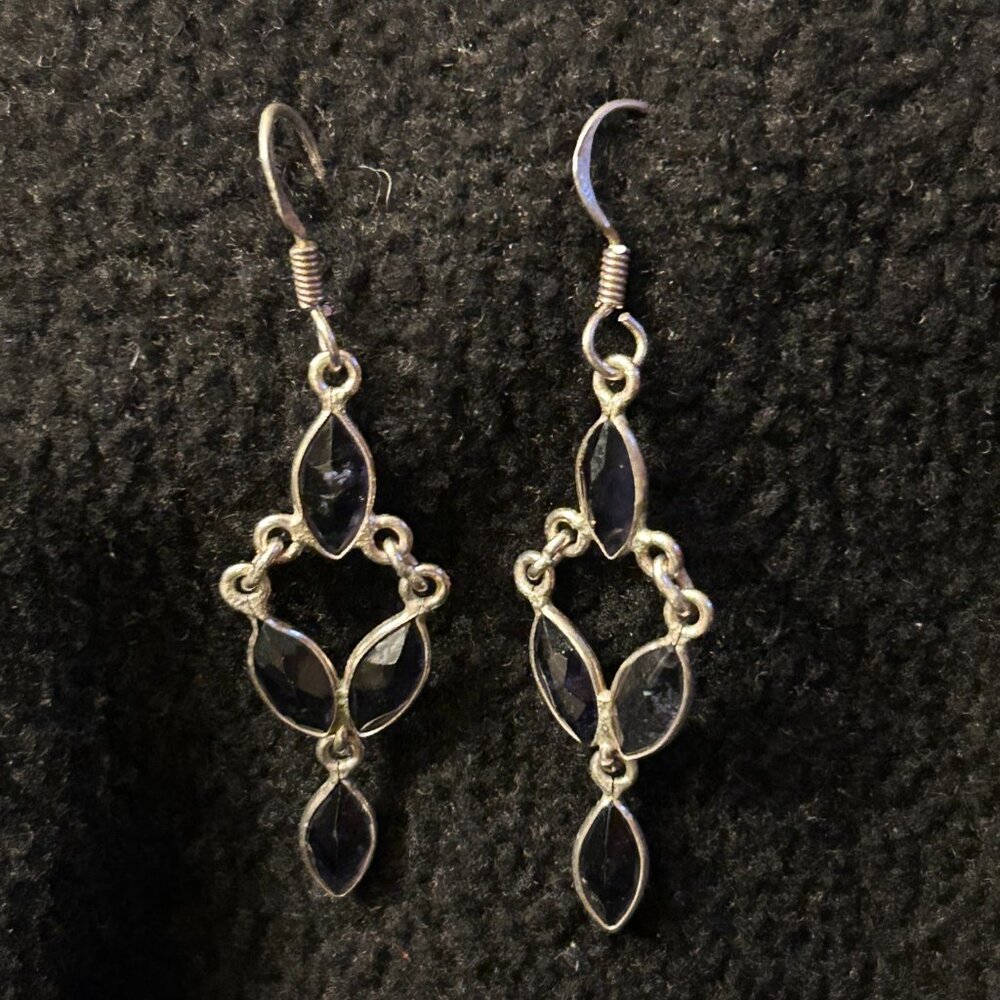 Purple Stone Drop Earrings